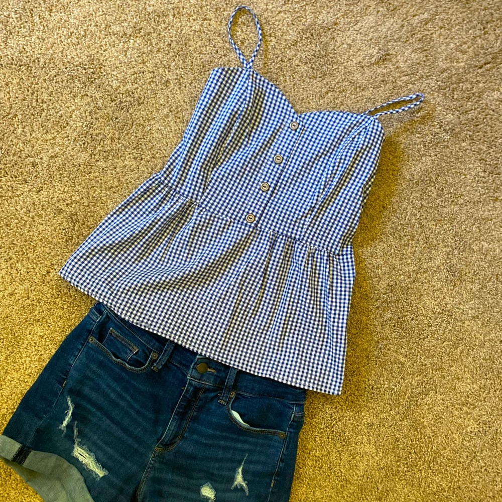 Gingham blue top